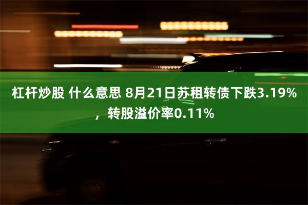 杠杆炒股 什么意思 8月21日苏租转债下跌3.19%，转股溢价率0.11%