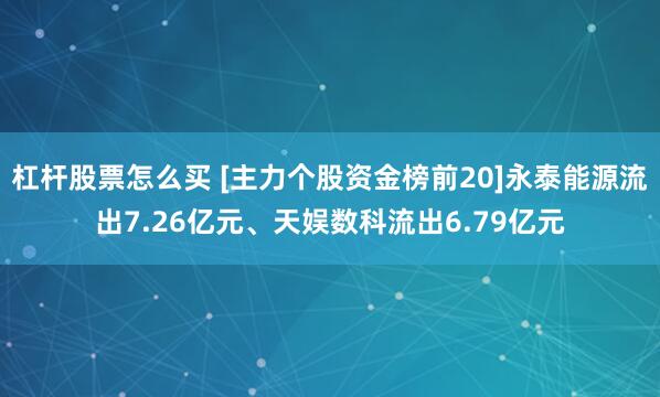 杠杆股票怎么买 [主力个股资金榜前20]永泰能源流出7.26亿元、天娱数科流出6.79亿元