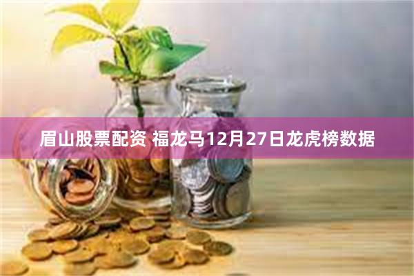 眉山股票配资 福龙马12月27日龙虎榜数据