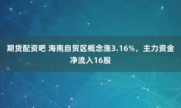 期货配资吧 海南自贸区概念涨3.16%，主力资金净流入16股