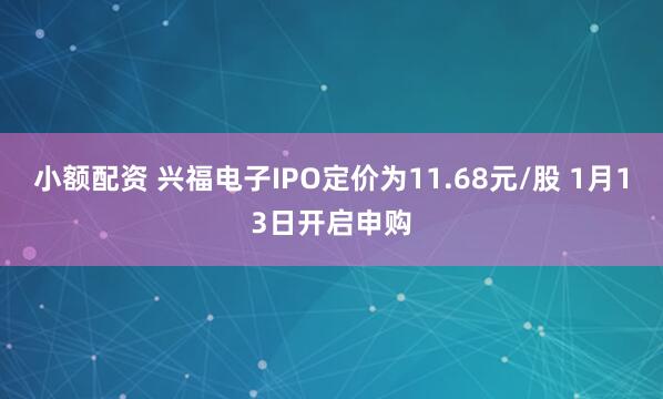 小额配资 兴福电子IPO定价为11.68元/股 1月13日开启申购